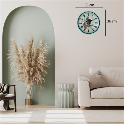 Turkuaz 36 Cm Strawberry Bird Figürlü Duvar Saati