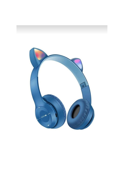 Turkuaz renk kulak üstü bluetooth 5.0 kablosuz kulaklık 1 yıl garantili aux girişli çocuk