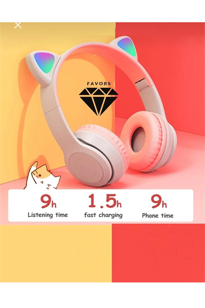 Turkuaz renk kulak üstü bluetooth 5.0 kablosuz kulaklık 1 yıl garantili aux girişli çocuk