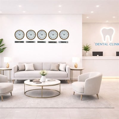 Turuncu 36 Cm 5 li Tabelalı Dünya Saatleri