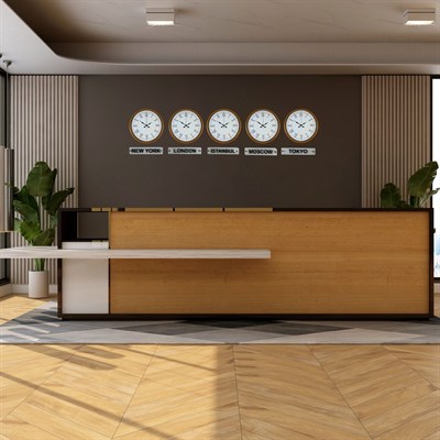 Turuncu 36 Cm 5 li Tabelalı Dünya Saatleri