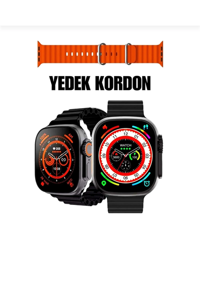 Turuncu Kordonlu Bluetooth Bağlantılı Akıllı Saat, Nabız Ölçer ve Sesli Görüşme Özellikli