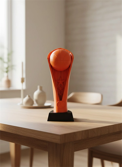 Turuncu Kupa 23cm Basketbol Temalı Dekoratif Ödül Biblosu