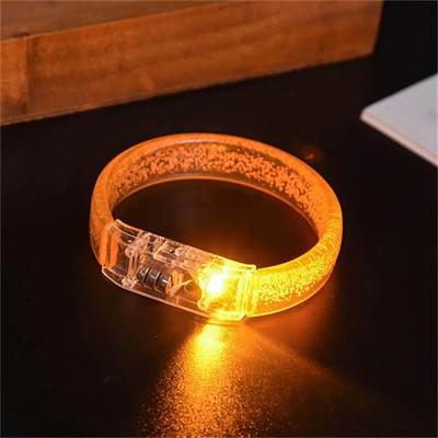 Turuncu Led Işıklı Baskı Yapılabilen Pilli Bileklik Bilezik 1,5 Cm Genişlik