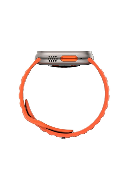 Turuncu Silikon Kordonlu Siyah Kasa Akıllı Saat, GPS ve Nabız Sensörü İçeren 49 mm Ekranlı Model
