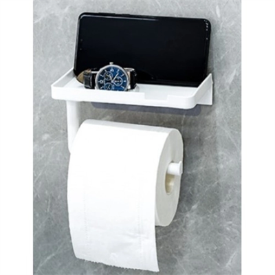 Tuvalet Kağıdı Askılığı - Raflı ve Yapışkanlı - Matkapsız Banyo Aksesuarı