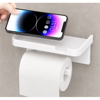 Tuvalet Kağıdı Askılığı - Raflı ve Yapışkanlı - Matkapsız Banyo Aksesuarı