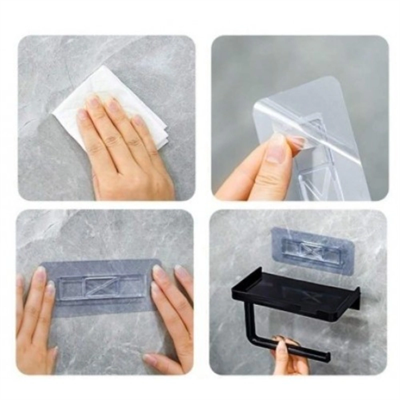 Tuvalet Kağıdı Askılığı - Raflı ve Yapışkanlı - Matkapsız Banyo Aksesuarı