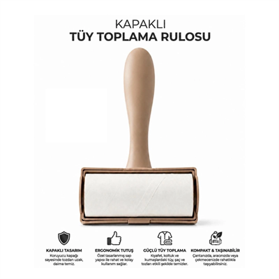 Tüy Toplama Rulosu - Kapaklı - Ergonomik - Taşınabilir