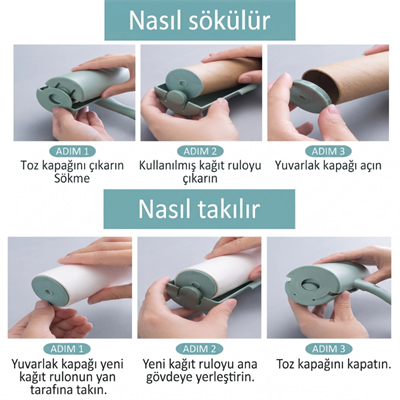 Tüy Toplama Rulosu - Kapaklı - Ergonomik - Taşınabilir