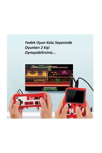 Tvye bağlanabilen iki oyunculu retro oyun konsolu 400 oyunlu kırmızı renk bluetooth yok