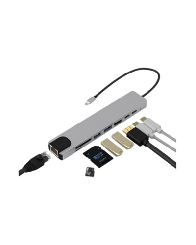 Type C Çoklu Port Hub 8 Port USB HDMI SD Kart Ethernet Adaptör
