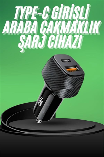 Type-C Girişli Araba Çakmaklık Şarj Cihazı 38W Oto Çakmaklık