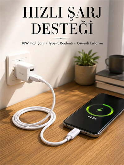 Type-C Girişli Cihazlar İçin Şarj Kablosu