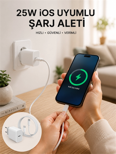 Type-C Hızlı Şarj Özellikli Cihazı USB-C Kablo Dahil