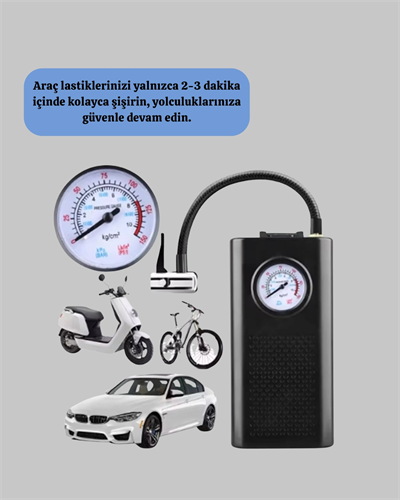Type-C Şarjlı Güçlü Elektrikli Kompresör Motosiklet Oto Bisiklet İçin Yeni Nesil