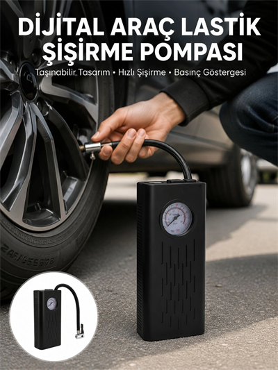 Type-C Şarjlı Güçlü Elektrikli Kompresör Motosiklet Oto Bisiklet İçin Yeni Nesil