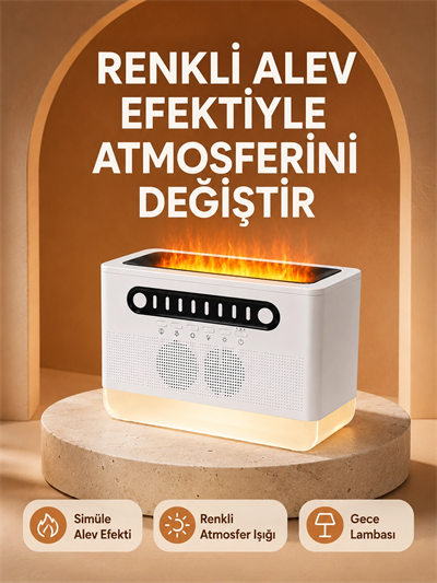 Type-C Şarjlı Kablosuz Hoparlör Beyaz Gürültü ve Atmosfer Işığı