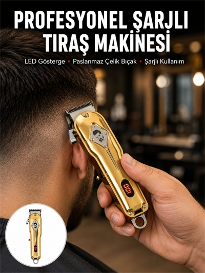 Type-C Şarjlı LCD Ekranlı Profesyonel Saç Sakal Tıraş Makinesi Yeni Nesil