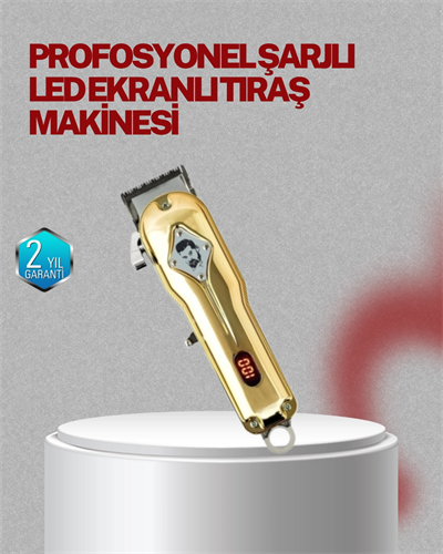 Type-C Şarjlı LCD Ekranlı Profesyonel Saç Sakal Tıraş Makinesi