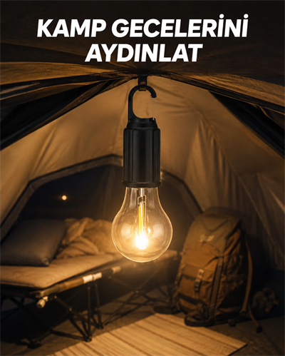 Type-C Şarjlı LED Kamp Lambası – Uzun Ömürlü Pil ve Yüksek Parlaklık