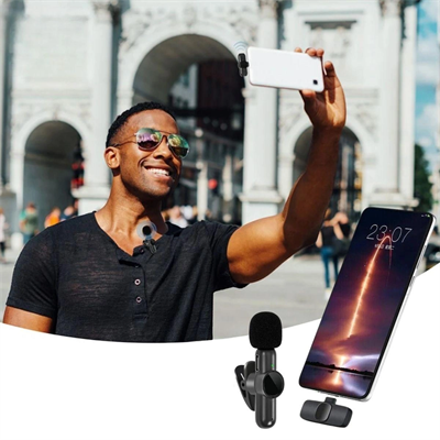 Type C Uyumlu İphone Dönüştürücülü Kablosuz Yaka Mikrofonu Android Ve İphone Uyumlu Mini Mikrofon Bx40