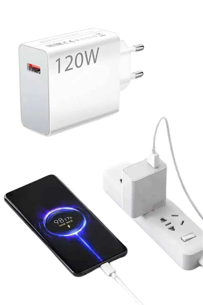 Type C Yüksek Hızlı Şarj Aleti Beyaz 120W Ultra Uzun Ömürlü