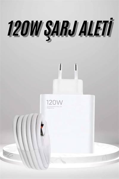 Type C Yüksek Hızlı Şarj Aleti Beyaz 120W Ultra Uzun Ömürlü