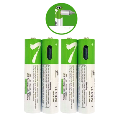 Type-C ile Şarjolabilen 4 lü AAA 1.5V Lityum İnce Şarjlı Kalem Pil 750 mAH Uzun Ömürlü