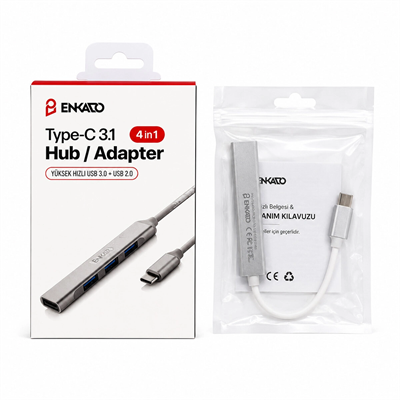 Type-c 3.1 Giriş 4ın1 Usb Çoğaltıcı 4 Anahtarlı Port - Hı-speed Usb 3.0 - Usb 2.0 Hub Adaptör Ekd-tp50 Bx40