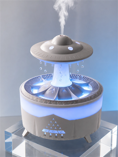 UFO Tasarımlı 350 ML Hava Nemlendirici Renkli Ortam Işığı Yağmur Efektli Difüzör