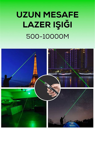 ULTRA güçlü Yeşil Şarjlı Lazer Pil Anahtar - Uzun Menzilli, Güçlü Ve Çoklu Işık Efektli Er