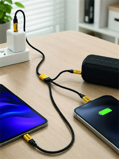 USB 3ü 1 Arada Şarj Kablosu 240W PD Destekli Çoklu Şarj Kablosu