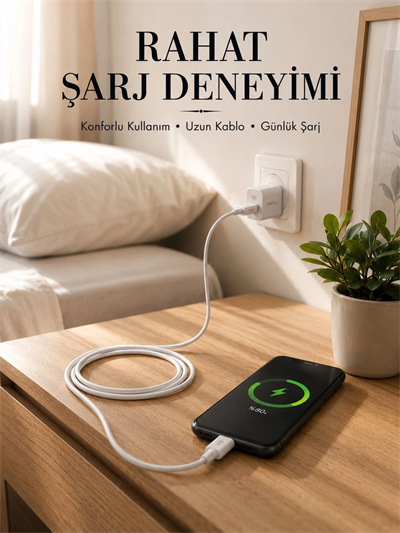 USB-A to Type-C Şarj Kablosu 2 Metre Uzun Kablo