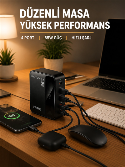 USB-A ve USB-C Girişli Çoklu Şarj Cihazı