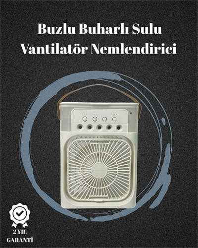 USB Bağlantılı 3ü 1 Arada Nemlendirici Mini Klima Fan | 7 Renk Işıklı
