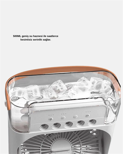 USB Bağlantılı Taşınabilir Mini Klima Fan 500ML Su Hazneli ve Sessiz Çalışma