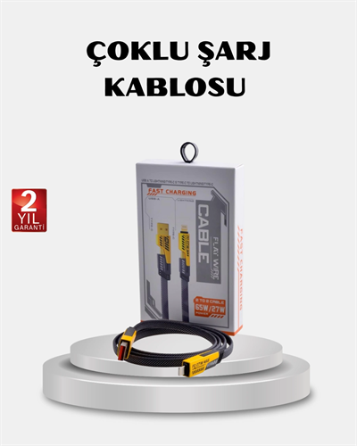 USB-C USB-A 4’ü 1 Arada Örgülü Kablo 65W Hızlı Şarj Metal Uç Dayanıklı