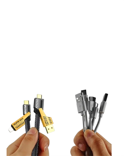 USB-C ve Lightning Uyumlu 4ü 1 Arada Kablo – 65W Hızlı Şarj, Örgülü Dayanıklı Yapı