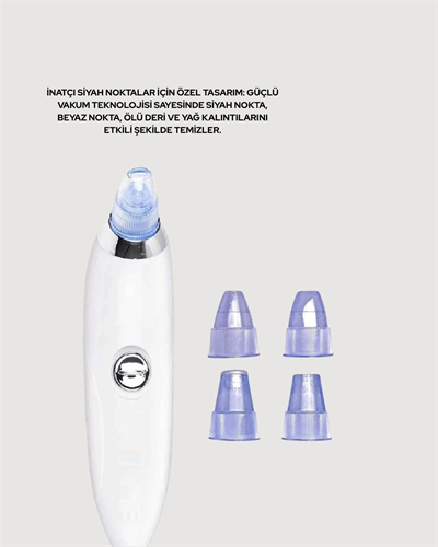 USB Destekli 4 Başlıklı Siyah Nokta Vakum Cihazı – Gözenek Temizleyici ve Cilt Yenileyici Bakım Aleti