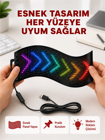 USB Destekli LED Mağaza Tabelası – Renkli RGB Kayan Yazı Paneli