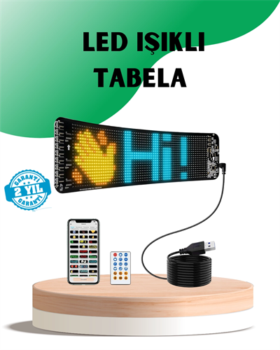 USB Destekli LED Mağaza Tabelası – Renkli RGB Kayan Yazı Paneli