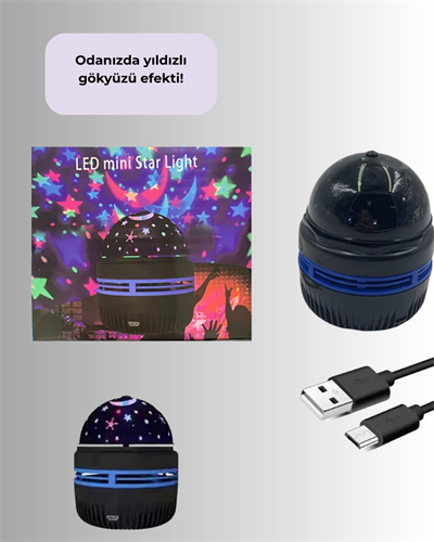 USB Galaxy Projektör Lamba – Romantik Atmosfer, Çocuk Odası, Parti ve Düğün Işığı