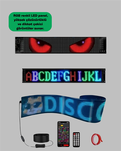 USB Girişli RGB LED Tabela Ayarlanabilir Parlaklık ve Kayan Yazı Özellikli
