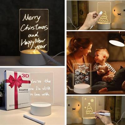 USB Kablolu Işıklı Kendiliğinden Beyaz Kalemli-Silgili Kreatif 3D Görselleştirme LED Lambası (3936)