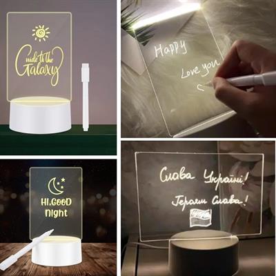 USB Kablolu Işıklı Kendiliğinden Beyaz Kalemli-Silgili Kreatif 3D Görselleştirme LED Lambası (3936)