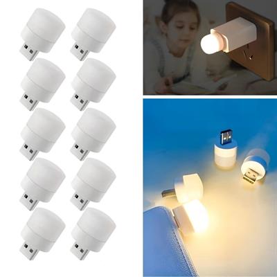 USB Mini Top LED 10’lu Aydınlatma Seti – Beyaz Renkli Gece Lambası, Enerji Tasarruflu Mikro LED Işıklar (3936)