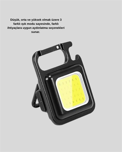 USB Şarjlı 800 Lümen LED Fener – Mini Boy, 3 Işık Modlu, Anahtarlık Tipi El Feneri