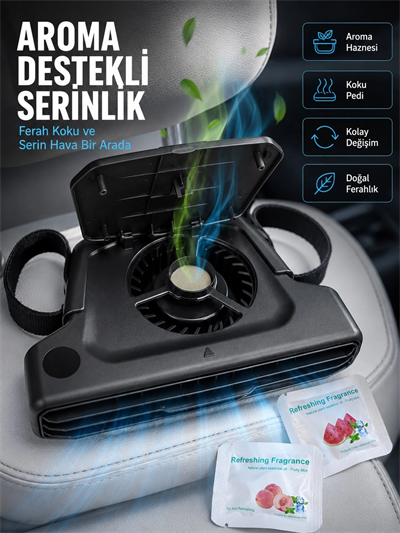 USB Şarjlı Araç Boyun Soğutucu Fan 5 Kademeli Sessiz Çalışan Turbo Fan