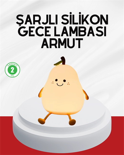 USB Şarjlı Armut Gece Lambası Dokunmatik Renk Değişimli